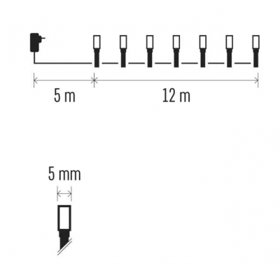 Lampki choinkowe 120 LED 12m zimna biel, zielony przewód, 8 programów, IP44 D4AC08 EMOS (D4AC08)